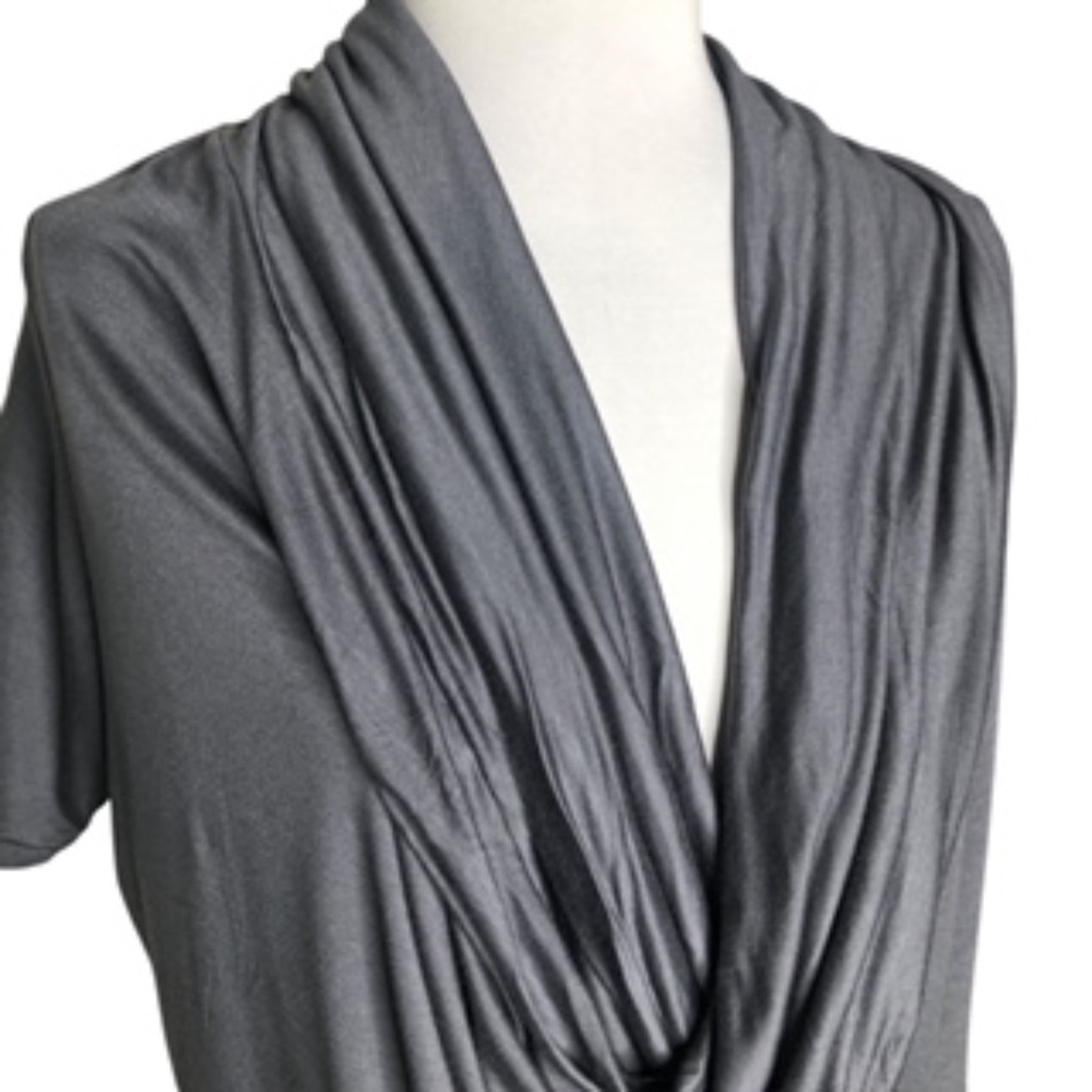 NWOT Olivia Moon Faux Cross Front Drape Style Relaxed Fit Blouse Size L - Picture 3 of 9